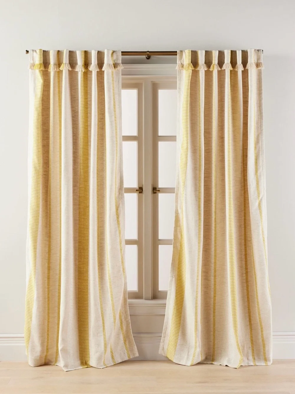 Anthropologie Pieced Striped Cotton Blend Woven Curtain 1 Panel